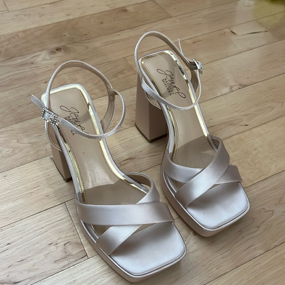 Champagne Satin Chunky Heel